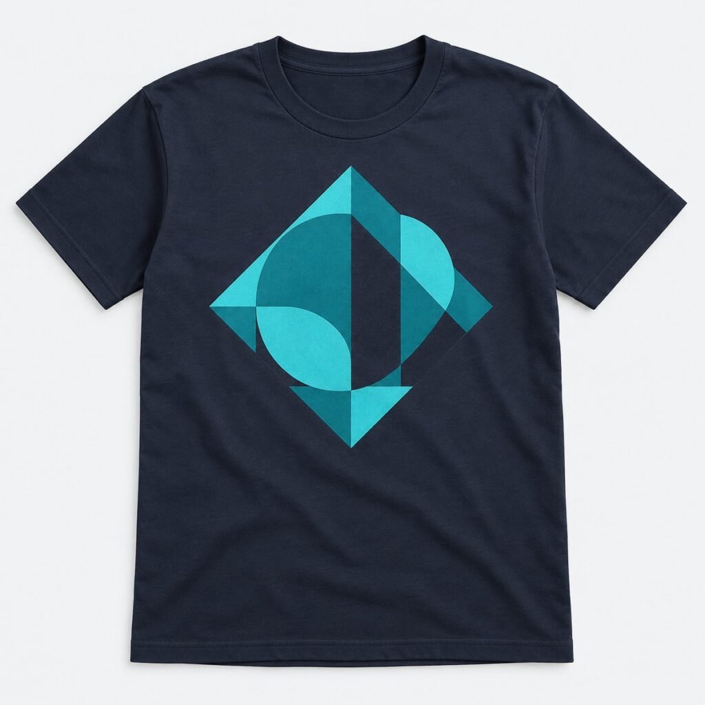 Custom navy t-shirt with full-color DTF print